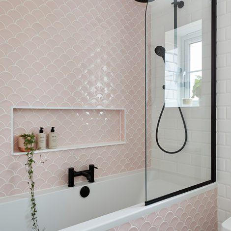 Fish Scale Pink Porcelain Scallop Pattern Mosaic