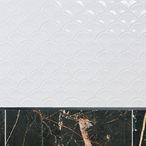 Fish Scale White Porcelain Scallop Pattern Mosaic