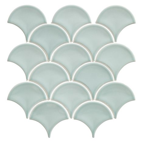 Fish Scale Green Porcelain Scallop Pattern Mosaic