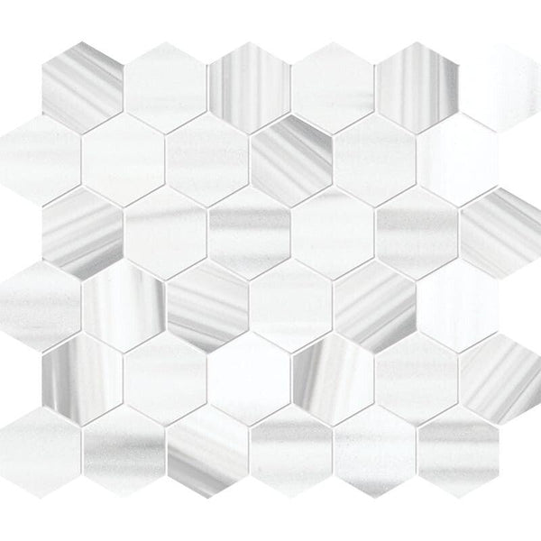 Frost White Marble 50 mm Hexagon Mosaic - Honed