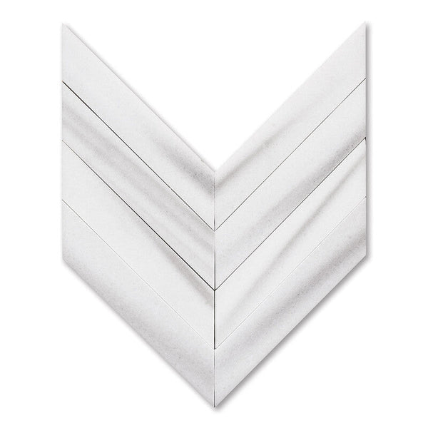 Frost White Marble Chevron Tiles - Polished