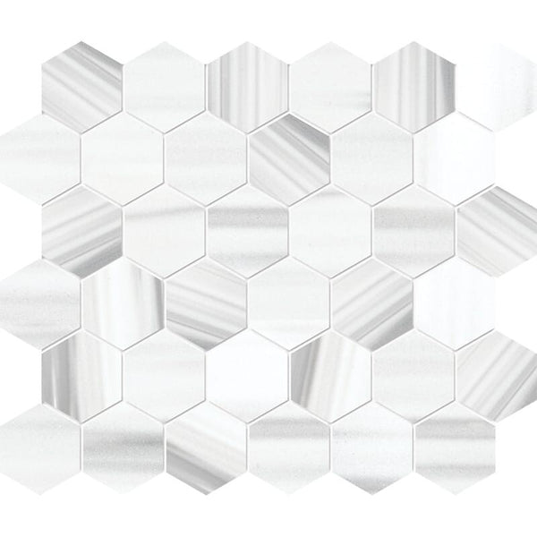 Frost White Marble 50 mm Hexagon Mosaic - Polished