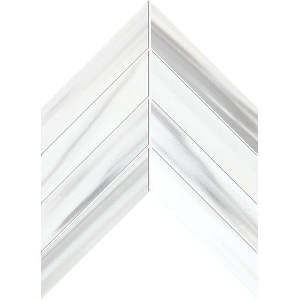 Frost White Marble Chevron Tiles - Honed