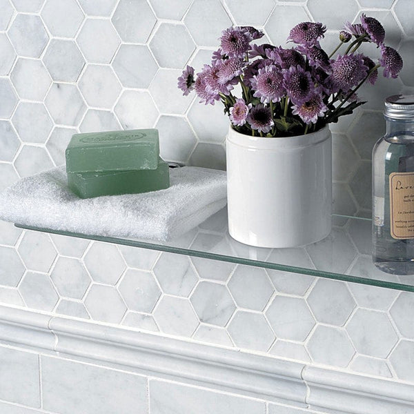 Glacier Marble 50 mm Hexagon Mosaic - Honed