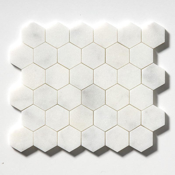 Glacier Marble 50 mm Hexagon Mosaic - Honed