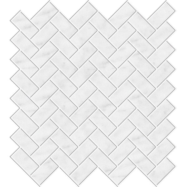 Glacier Marble Small Herringbone Mosaic - Honed