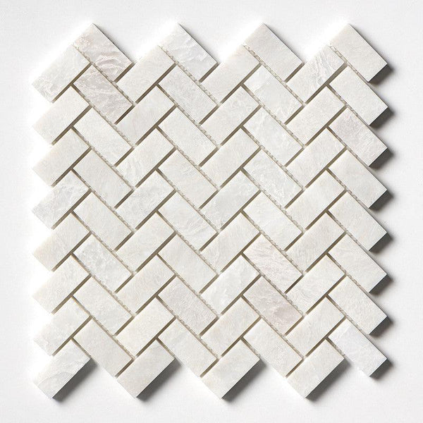 Iceberg Marble Small Herringbone Mosaic - Polished