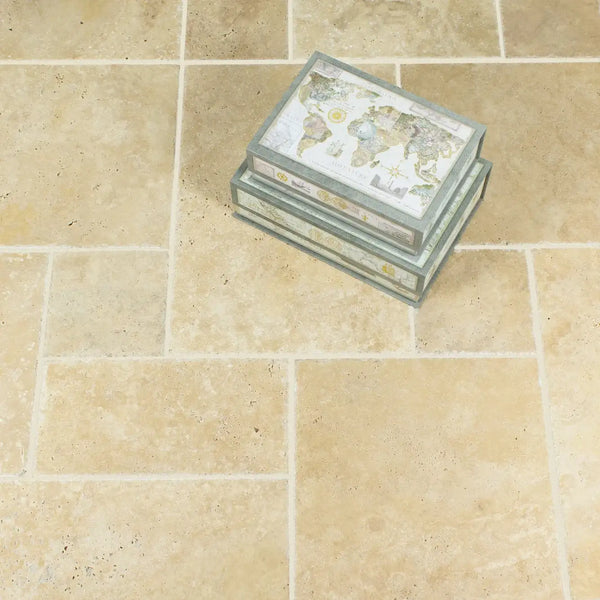 Light Travertine Tiles - Brushed