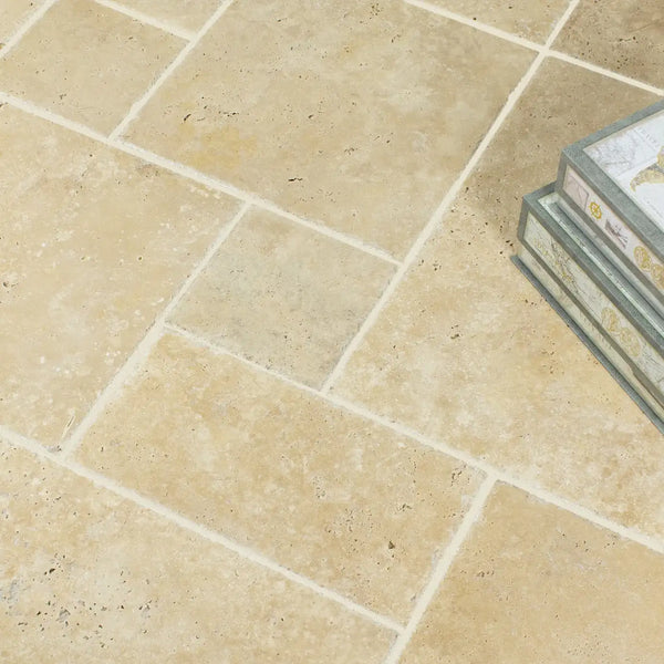 Light Travertine Tiles - Brushed