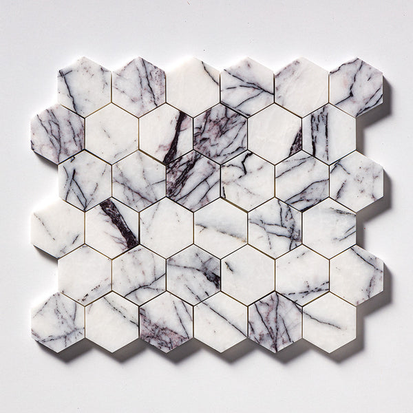 Lilac Marble 50 mm Hexagon Mosaic - Polished