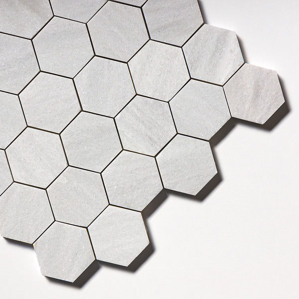 Neptune White Marble 50 mm Hexagon Mosaic - Honed