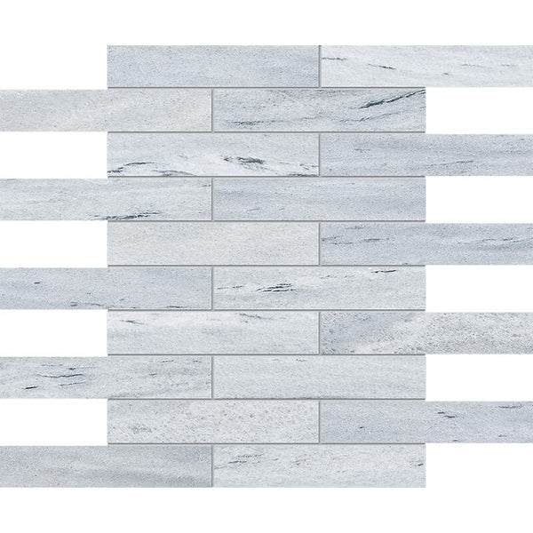 Neptune White Marble 76 X 16 mm Rectangle Brickbond Mosaic - Honed