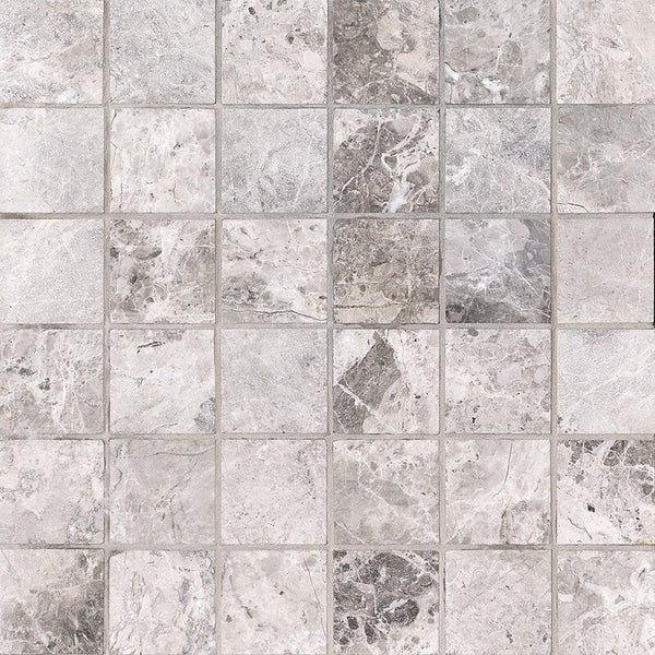 New Tundra Grey Marble 50 mm Square Stackbond Mosaic - Honed