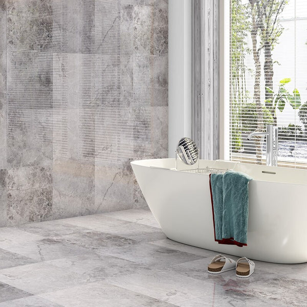 New Tundra Grey Marble Tiles - Honed