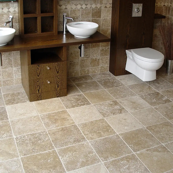 Noce Travertine Tiles - Unfilled and Tumbled