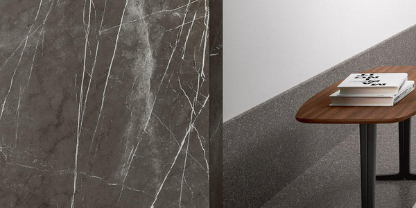 Pietra Grey Marble Porcelain Tiles and Slabs - Honed