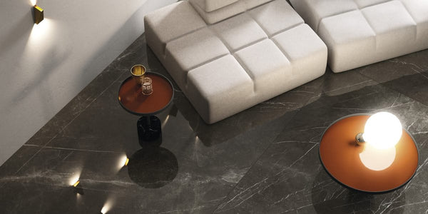 Pietra Grey Marble Porcelain Tiles and Slabs - Honed