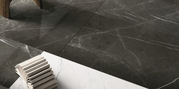 Pietra Grey Marble Porcelain Tiles and Slabs - Satin