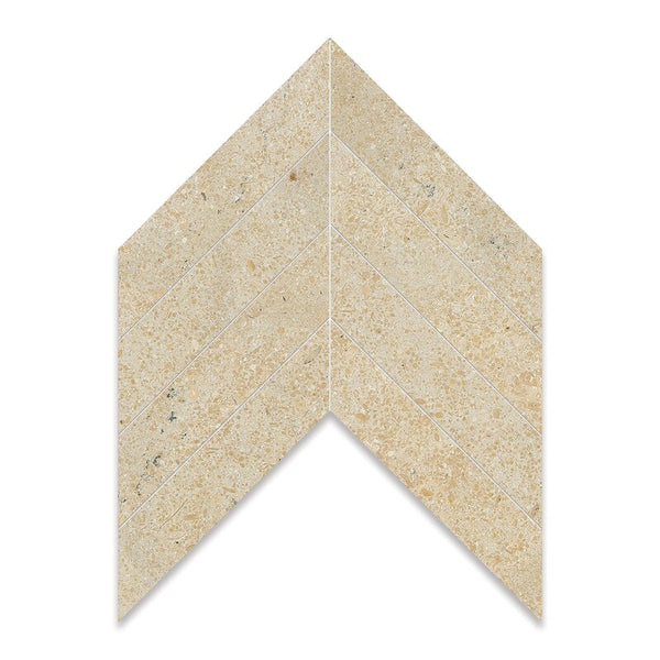 Seashell Limestone Chevron Tiles - Honed