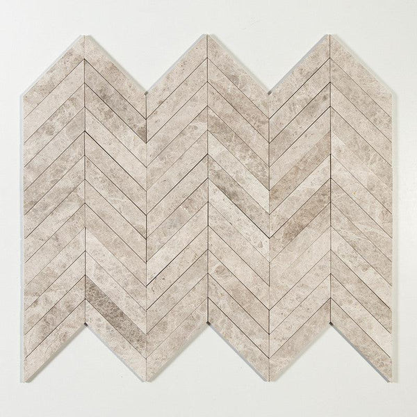 Silver Clouds Marble Chevron Tiles - Polished