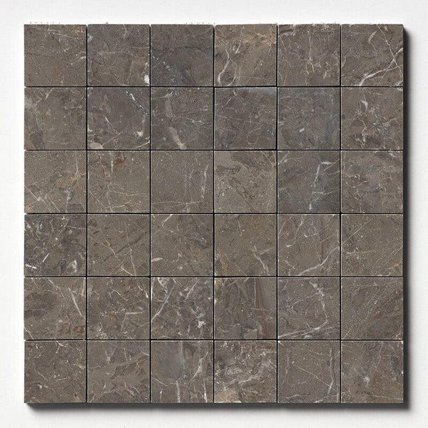 Silver Drop Marble 50 mm Square Stackbond Mosaic - Honed