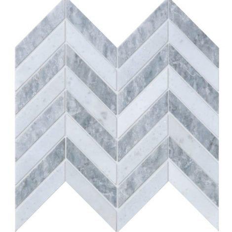 Silver Marble Chevron Pattern Mosaic