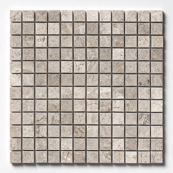 Silver Clouds Marble 25 mm Square Stackbond Mosaic - Honed