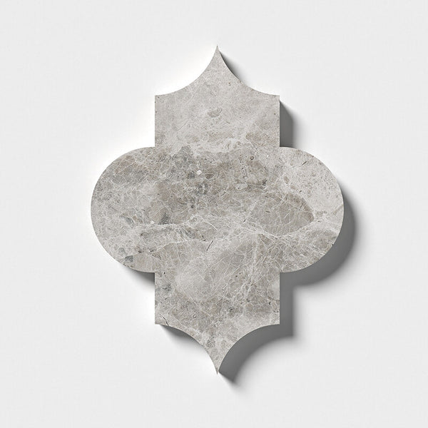 Silver Clouds Marble Arabesquette Tiles - Honed