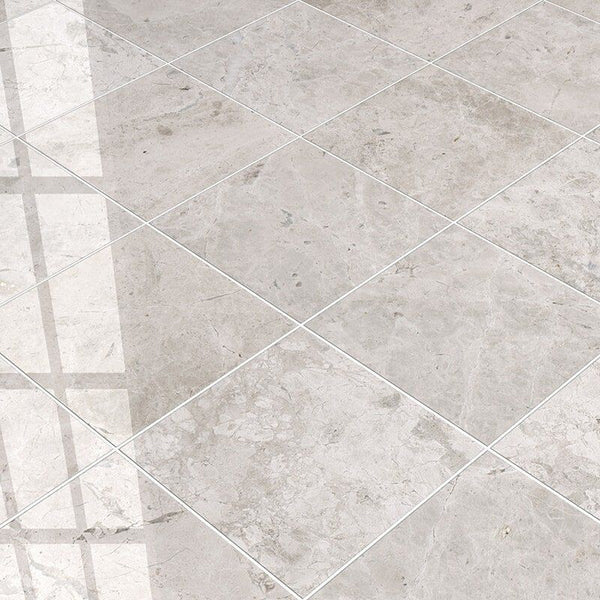 Silver Clouds Marble Tiles - Honed