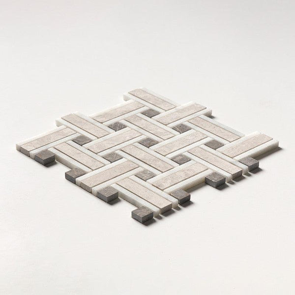 Silvero Marble Lattice Pattern Mosaic - Honed