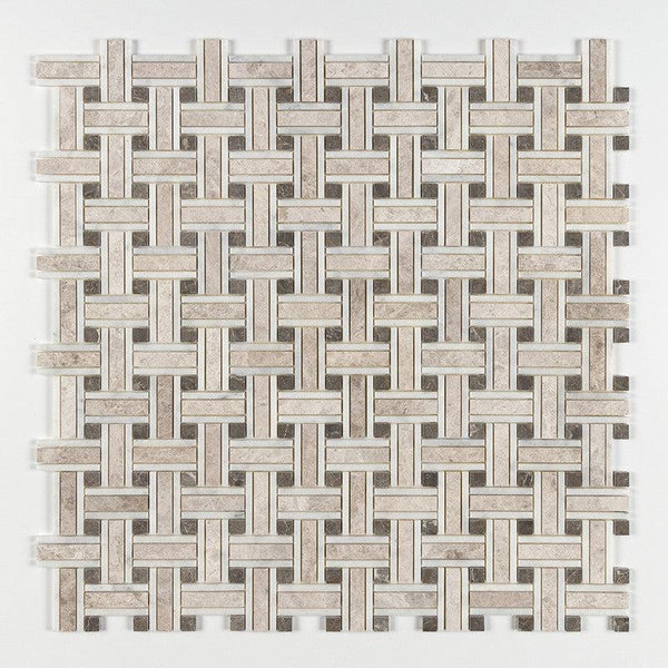 Silvero Marble Lattice Pattern Mosaic - Honed