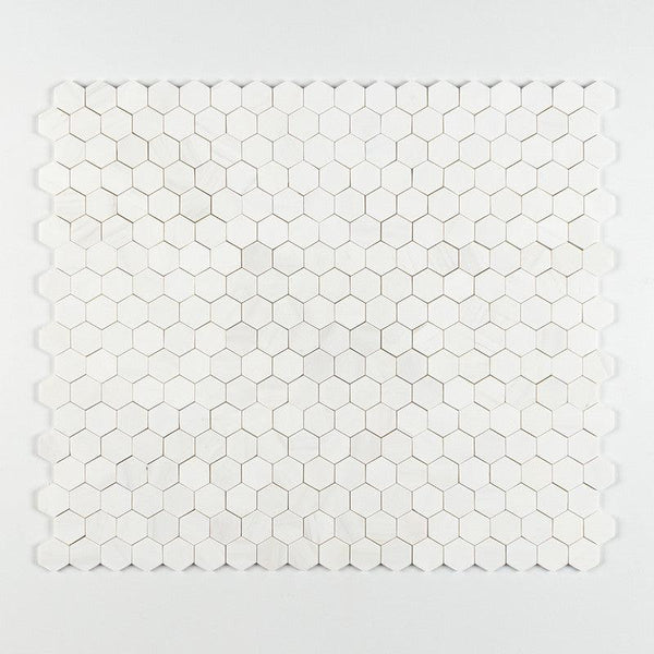 Snow White Marble 50 mm Hexagon Mosaic - Polished