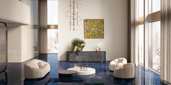 Sodalite Blue Marble Porcelain Tiles and Slabs - Polished