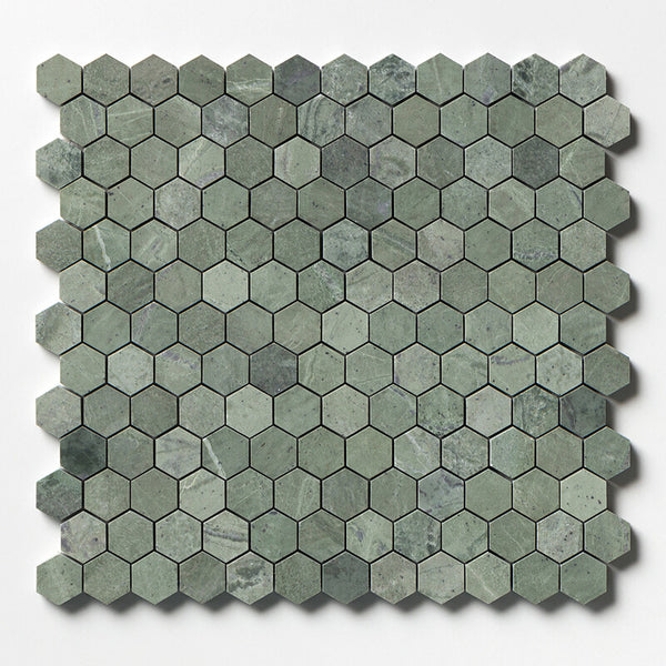 Verde Tia Marble 25 mm Hexagon Mosaic - Polished