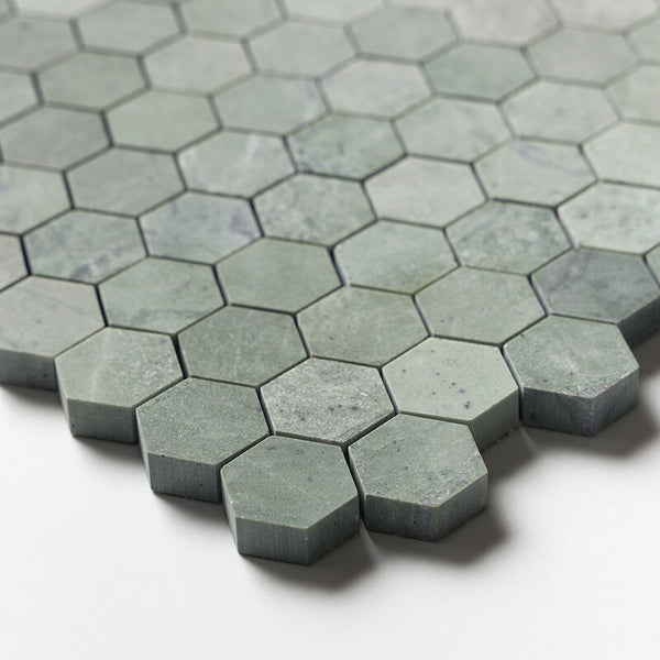 Verde Tia Marble 25 mm Hexagon Mosaic - Honed