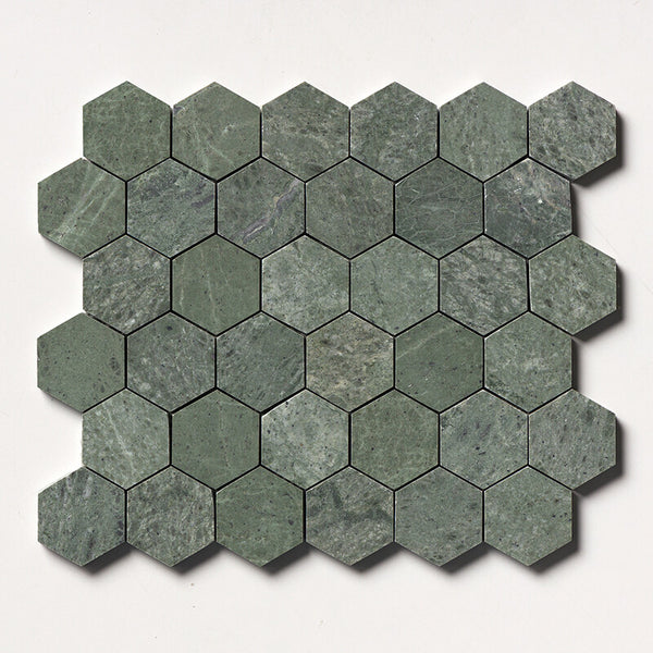 Verde Tia Marble 50 mm Hexagon Mosaic - Honed