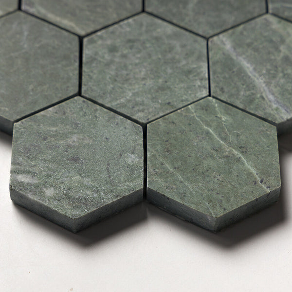 Verde Tia Marble 50 mm Hexagon Mosaic - Honed