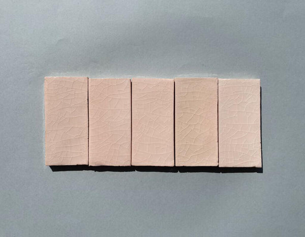 Watercolours Terracotta Rectangle Tiles - 011 - Glossy Translucent Crackle