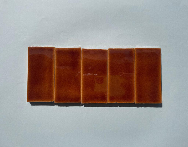 Watercolours Terracotta Rectangle Tiles - 026 - Glossy Translucent