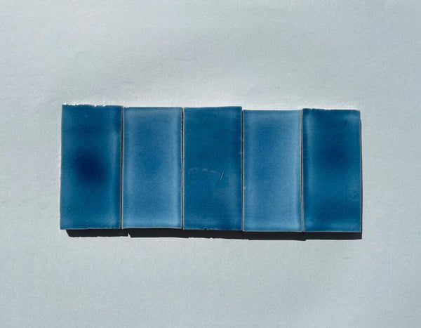 Watercolours Terracotta Rectangle Tiles - 029 - Glossy Translucent Crackle