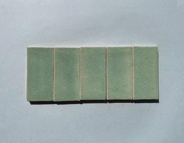 Watercolours Terracotta Rectangle Tiles - 030 - Glossy Translucent Crackle