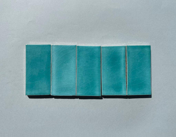 Watercolours Terracotta Rectangle Tiles - 033 - Glossy Translucent Crackle