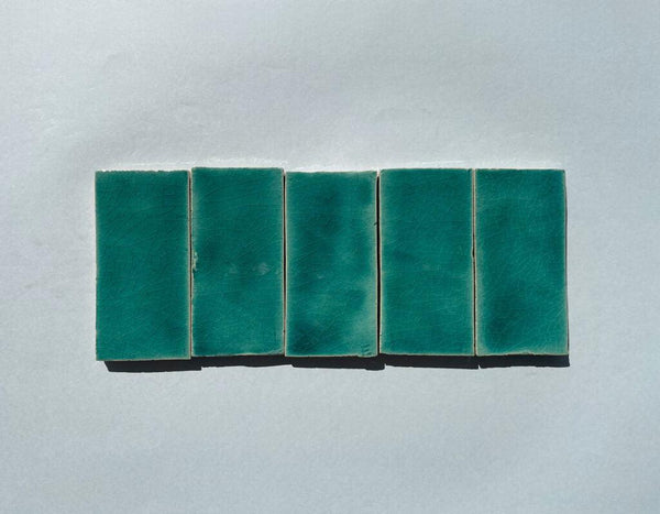 Watercolours Terracotta Rectangle Tiles - 035 - Glossy Translucent Crackle