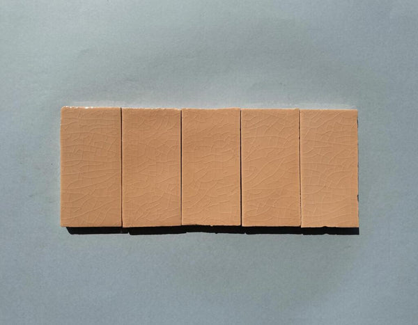 Watercolours Terracotta Rectangle Tiles - 042 - Glossy Translucent Crackle