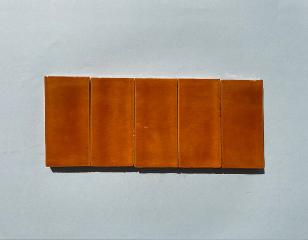 Watercolours Terracotta Rectangle Tiles - 024 - Glossy Translucent