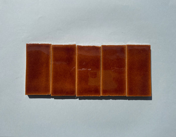 Watercolours Terracotta Rectangle Tiles - 026 - Glossy Translucent