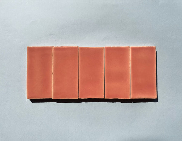 Watercolours Terracotta Rectangle Tiles - 056 - Glossy Translucent