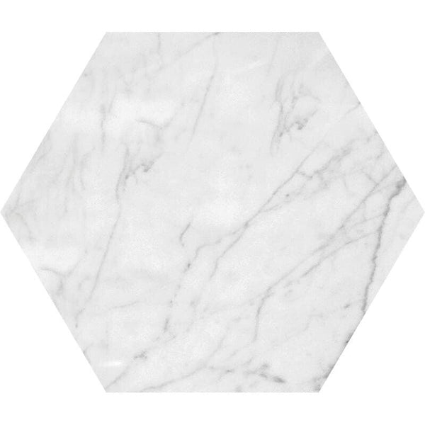 White Carrara T Marble Hexagon Tiles - Honed