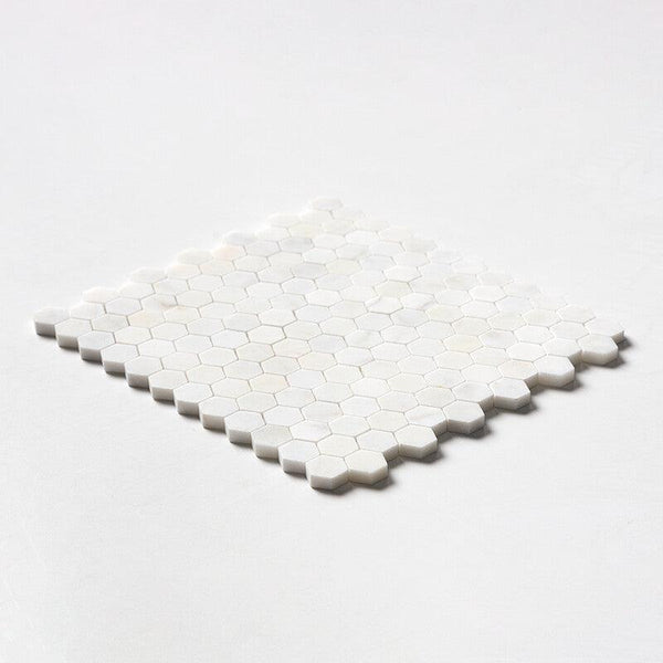 White Pearl Marble 25 mm Hexagon Mosaic - Honed