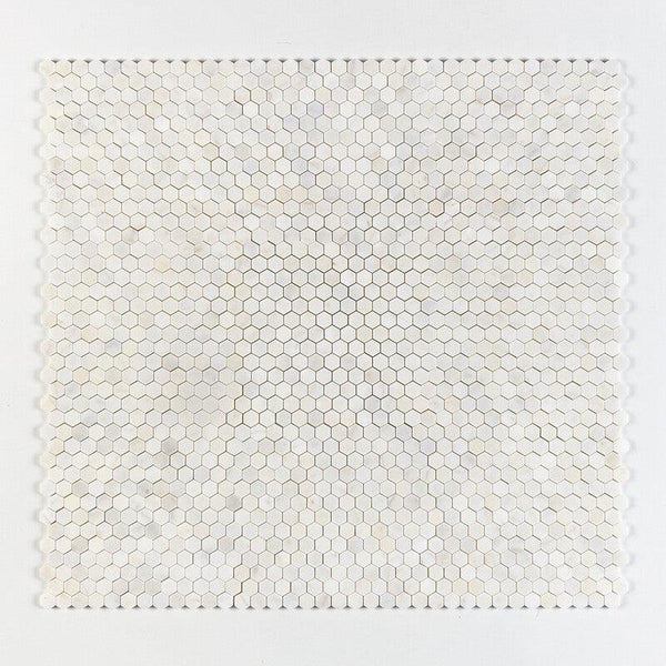 White Pearl Marble 25 mm Hexagon Mosaic - Honed